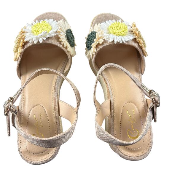 C Comfort Est. 1946 Wedges Size 8 M Straw Flower Platform Espadrille Sandals - Picture 7 of 11